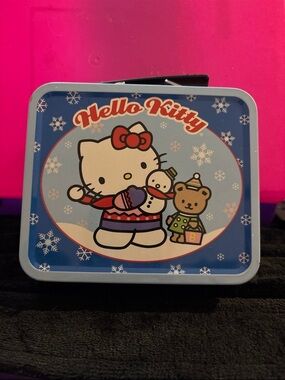 Vintage Hello Kitty Blue Tin Lunchbox